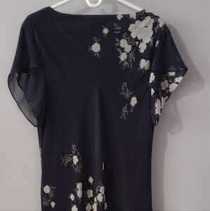 Floral Dark Blue Dress Italy